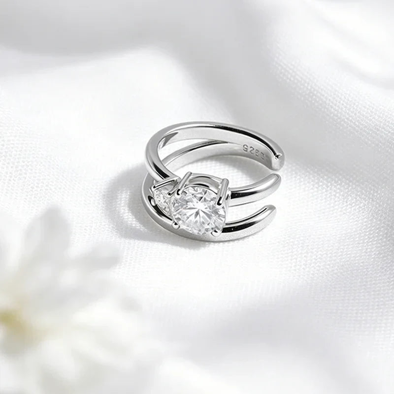 0.5ct Excellent Cut Moissanite Clip Earrings for Women Shine Double-layered Ear Clips Fine Jewelry S925 Sterling Silver