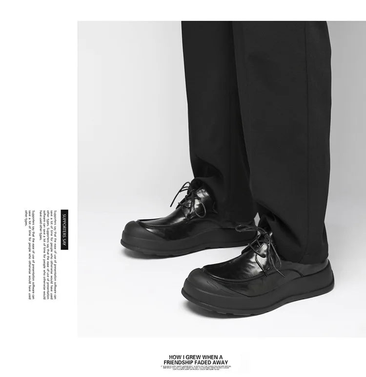 Spring New Designer Business Casual Shoes for Men Black Genuine Leather Shoes Male British Style Soft Sole Fashion Shoe Man