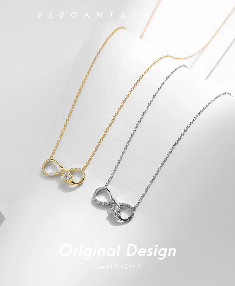 925 Sterling Silver Infinite Love Necklace Romantic Embrace Heart Pendant Link Chain For Women Anniversary Jewelry Gifts