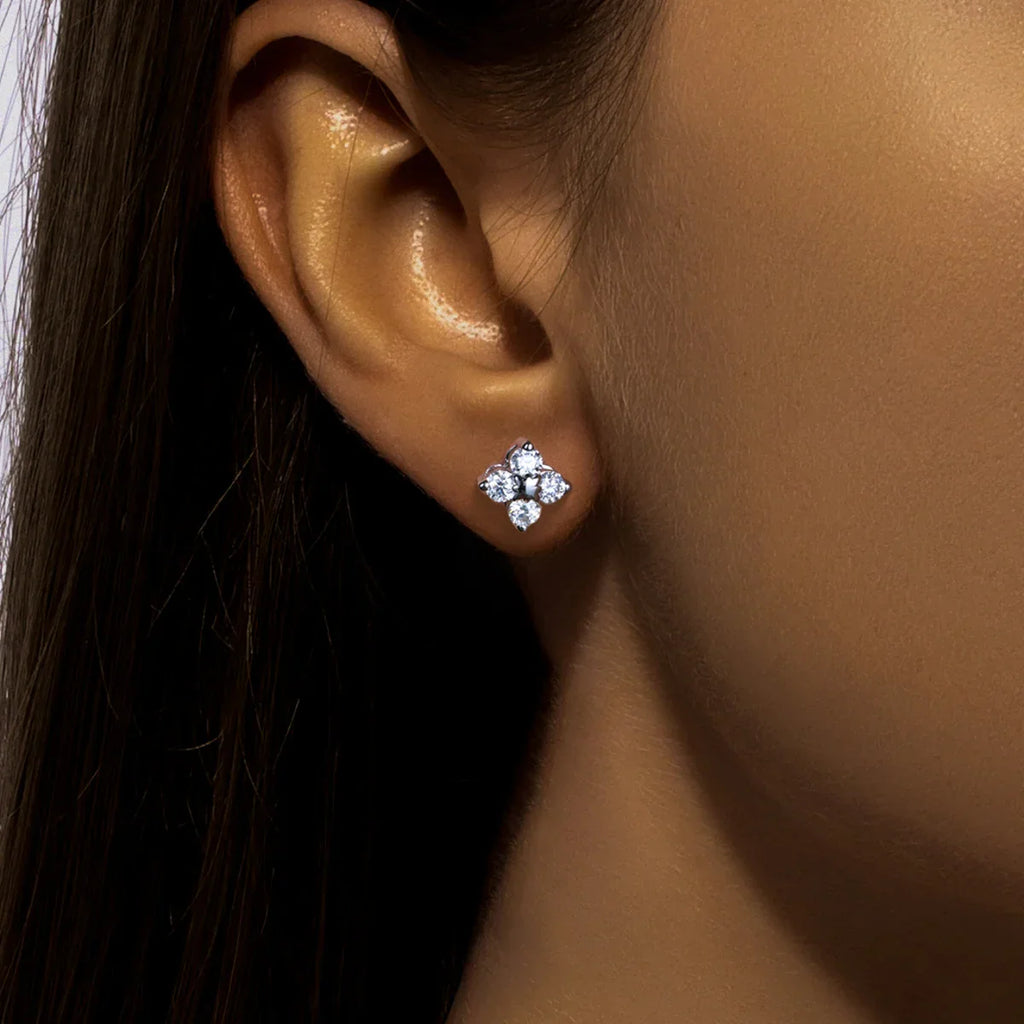 0.8cttw D Color Moissanite Diamond 925 Sterling Silver With Cer Classic Cross Stud Earrings for Woman Jewelry Wholesale