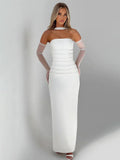 Elegant Strapless Maxi Dresses Woman  Backless Long Dress