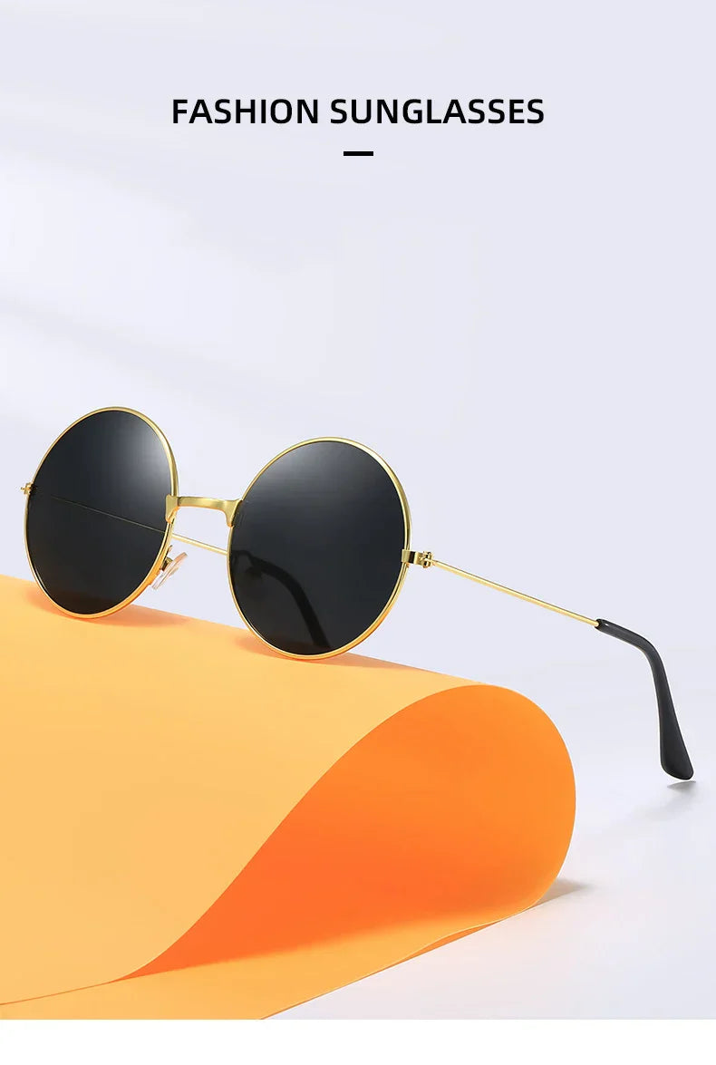 Classic Vintage Round Frame Sunglasses For Men Women Brand Design Ocean Red Yellow Metal Circle Sun Glasses Unisex Eyewear 2025