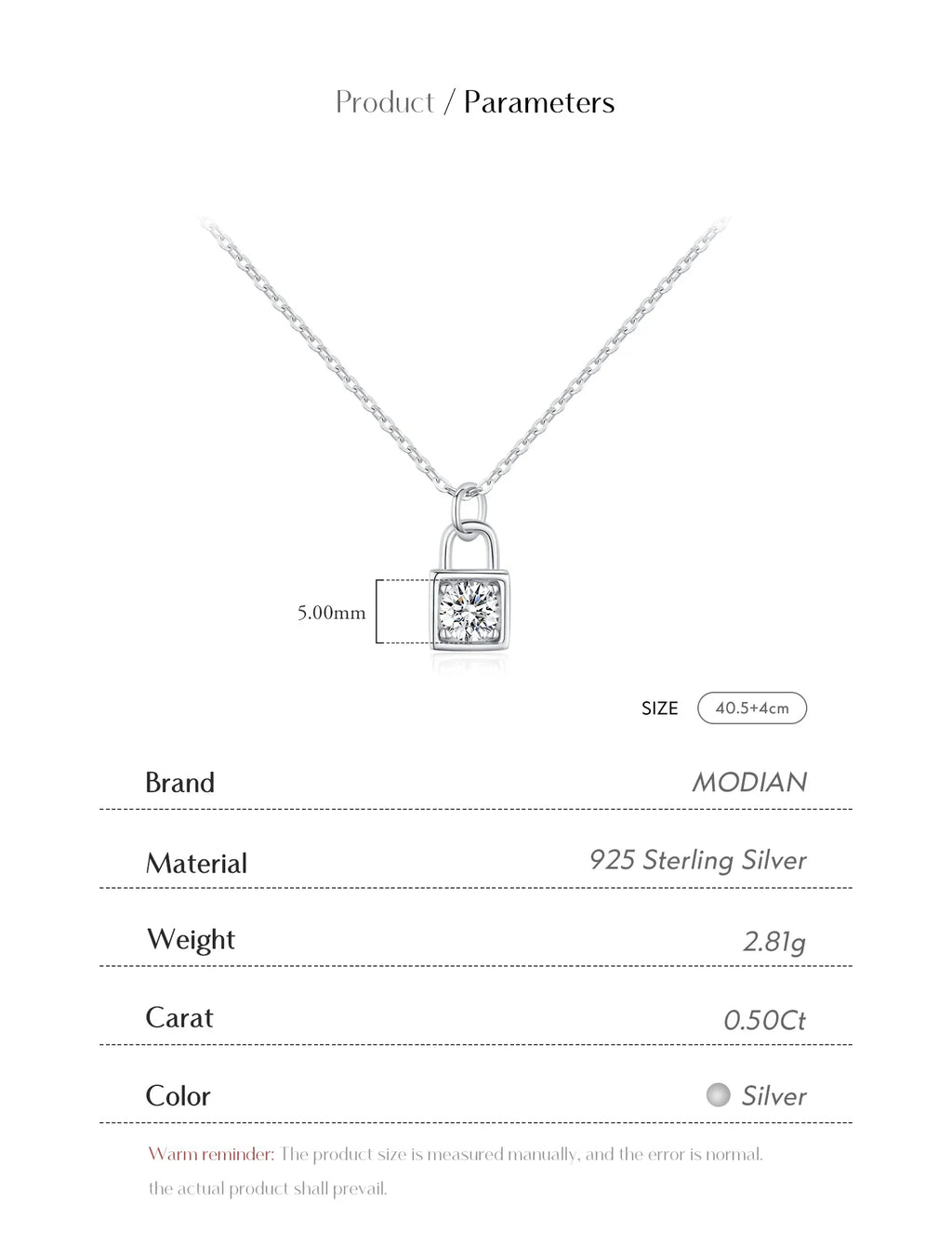 0.5 Carat D Color Moissanite Lock Pendant Necklace For Women 925 Sterling Silver Party Stackable Fine Jewelry With Boxes