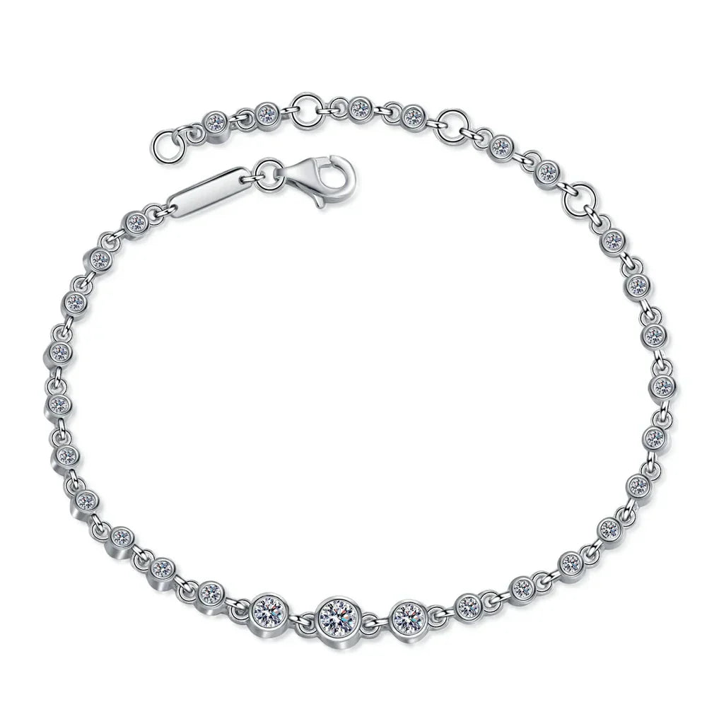 D VVS1 Moissanite Tennis Bracelets for Women Round Lab Diamond GRA 925 Sterling Silver 18k Dainty Bracelet Gift Jewelry