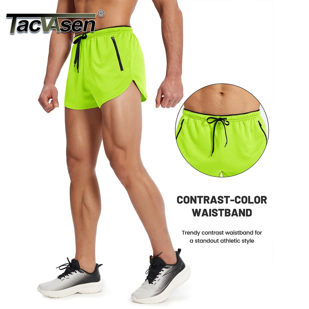 Men's Mesh Running 3" Shorts Quick Dry Lightweight Athletic Workout Gym Shorts Zipper Pockets Shorts Outdoor Fitness