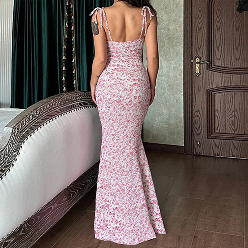 Women Elegant Floral Beach Vacation Bodycon Streetwear Long Dress 2026 Summer Clothes Wholesale Items For Business