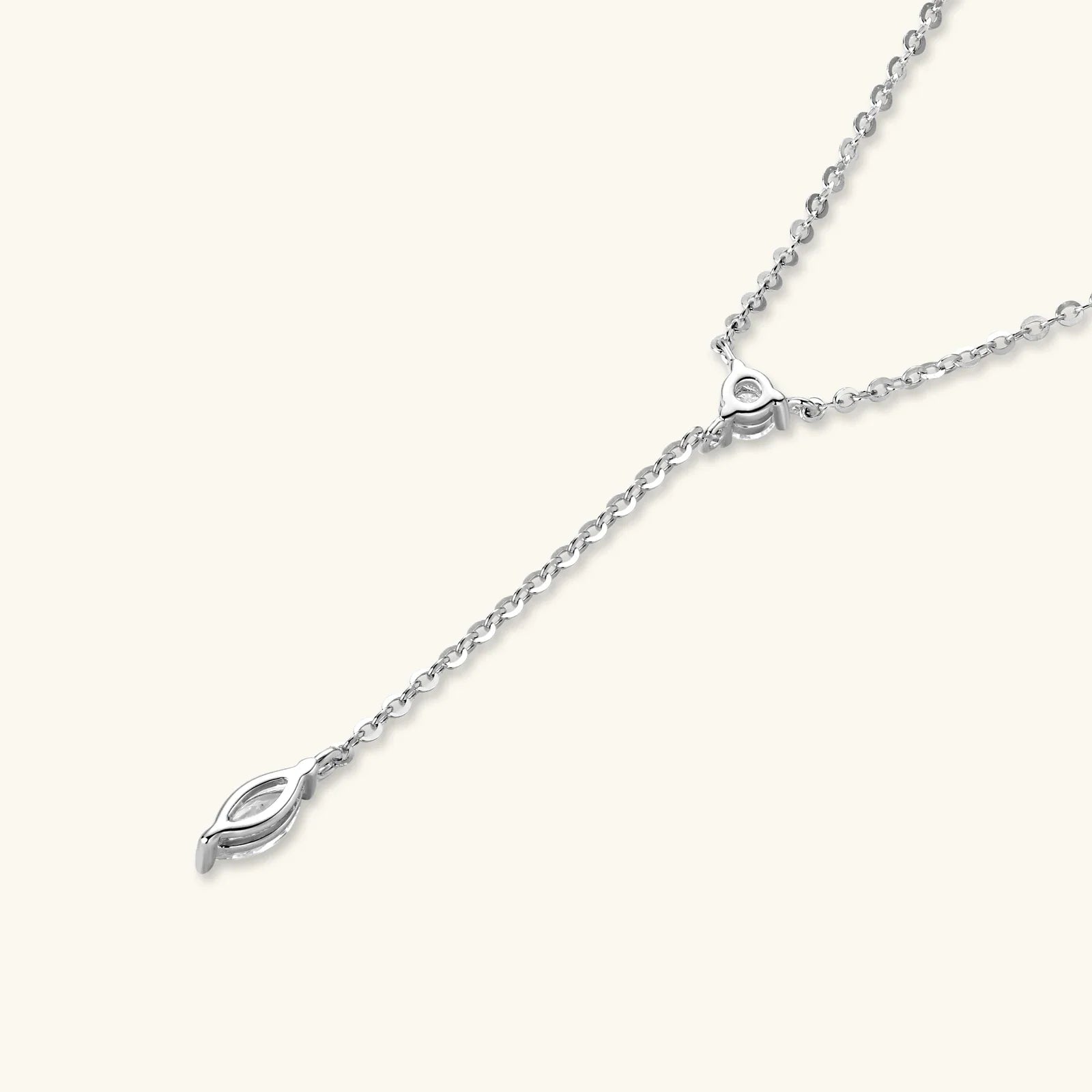 Marquise Cut Moissanite Necklaces Long Tassel Clavicle Chains Necklace for Women 925 Sterling Silver Jewelry Collares