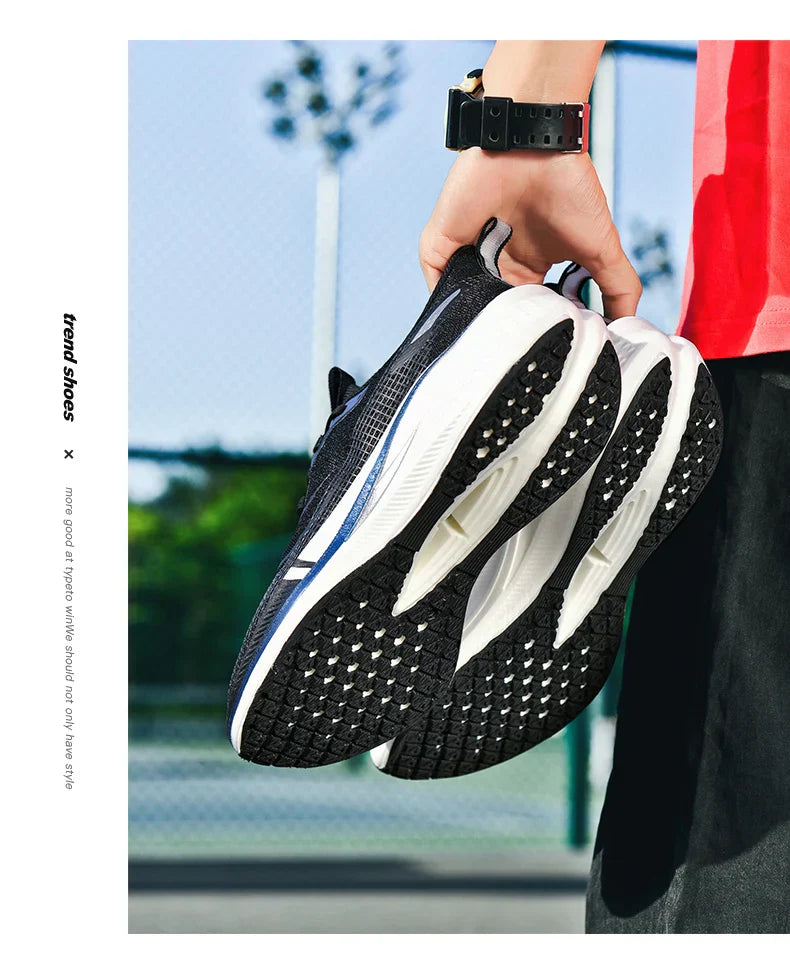 Fashion men's and women's sports running shoes casual breathable mesh surface carbon plate support wear-resistant rubber outsole