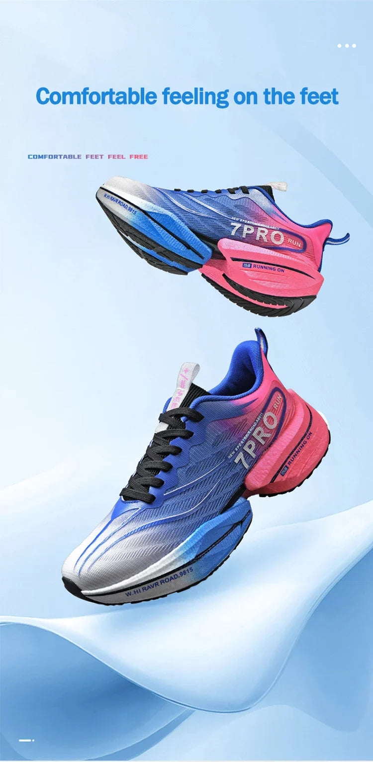 Men's Carbon Plate Sneakers Outdoor Soft Sole Mesh Sports Shoes Running Shoes Light Anti-Slip Casual Couple Tennis Shoes