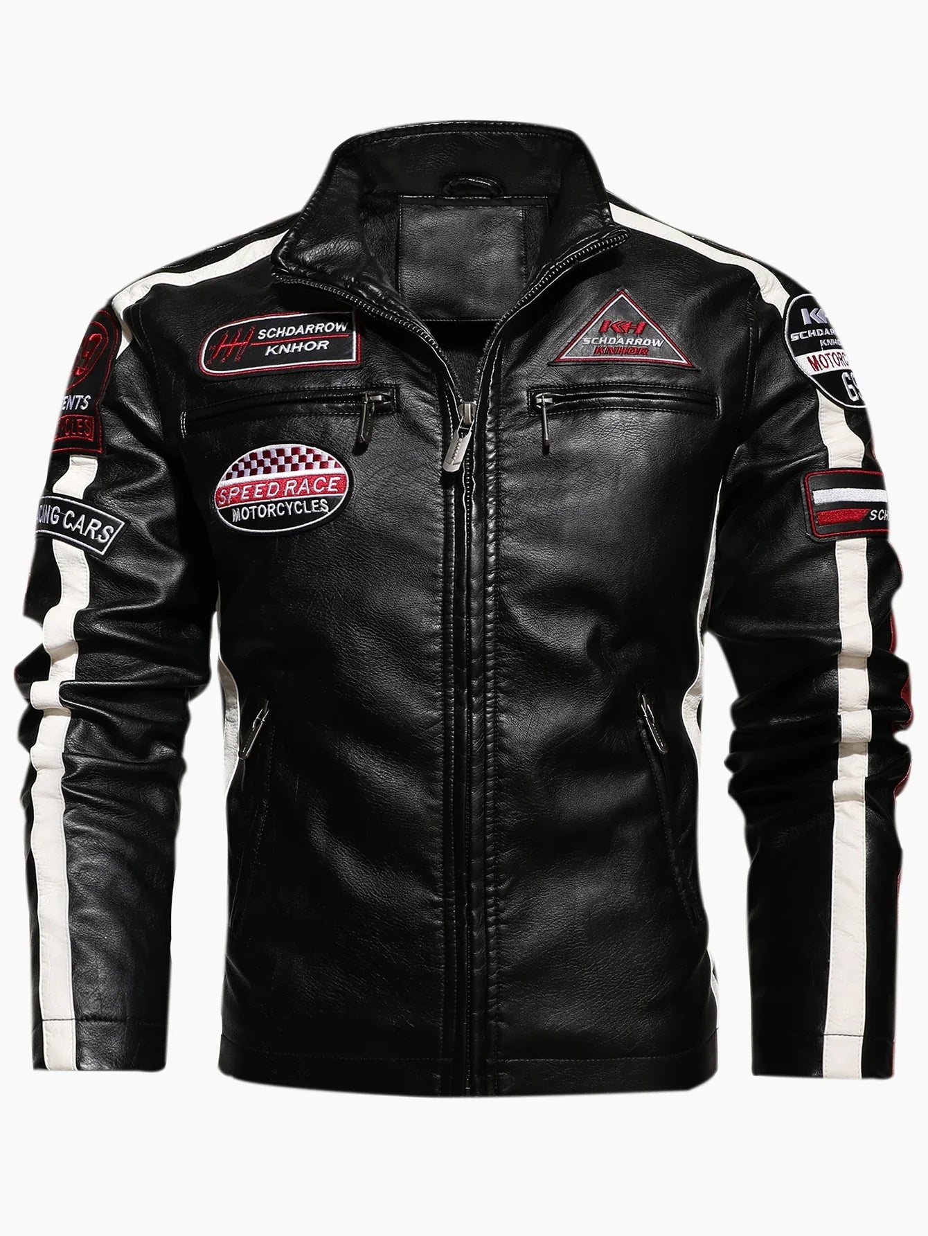 Men's Motorcycle Racing Suit PU Leather Label Color Jacket