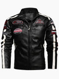 Men's Motorcycle Racing Suit PU Leather Label Color Jacket
