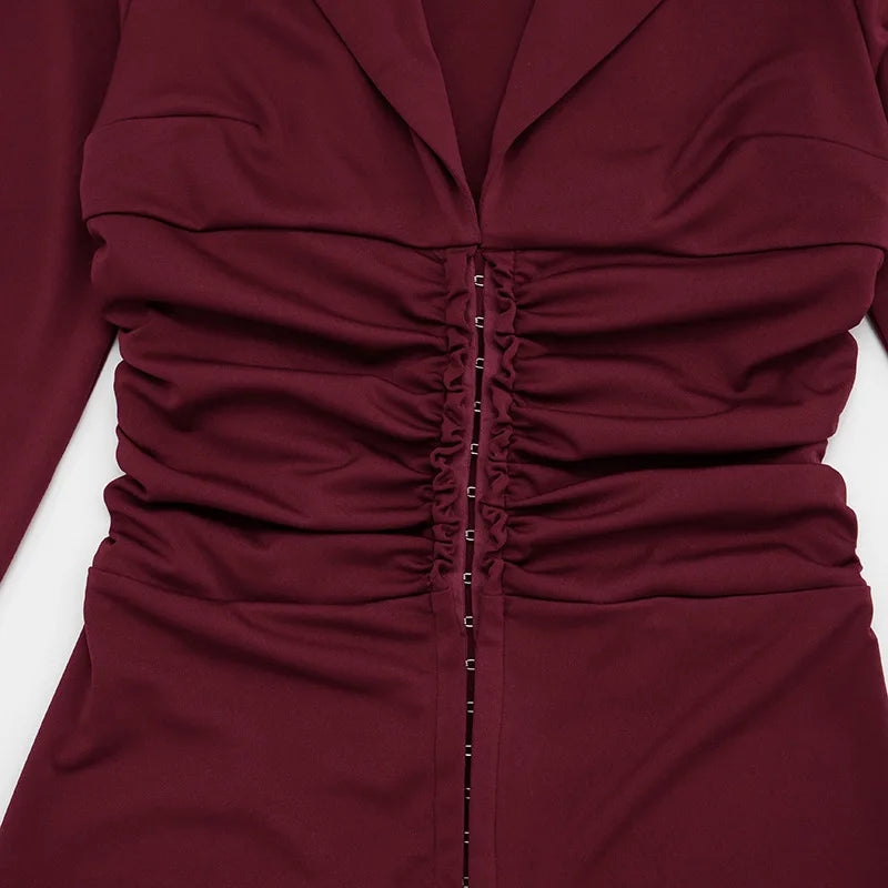 Women Elegant Mini Fashion Blazer Dress Long Sleeve Wrap Summer Autumn Sexy Evening Party Night Club Dress 2026