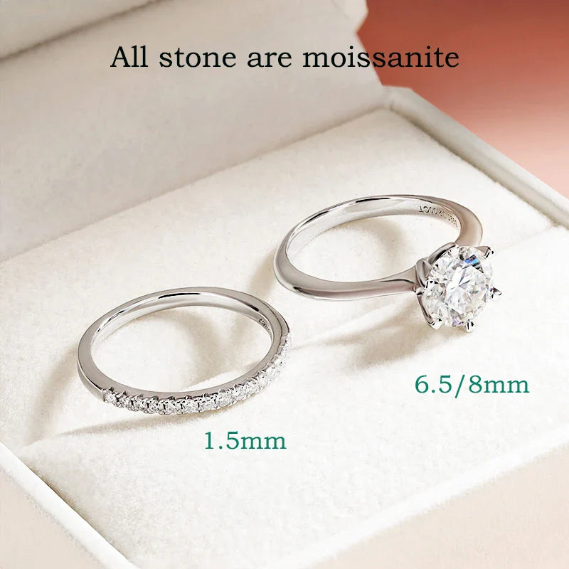 0.23-2CTTW Full Moissanite Wedding Rings for Women Sets Couple Rings 100% 925 Sterling Silver Top Quality Jewelry
