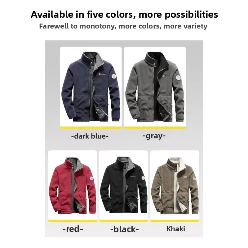 Spring Autumn Men's Outdoor Leisure Fishing Windproof Warm Cashmere Jacket Comfortable Fashionable Windproof Breathable Top