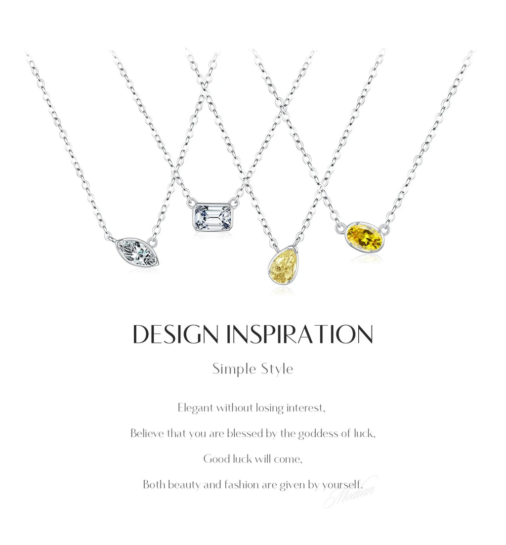 925 Sterling Silver Geometric Cubic Zirconia Pendant Necklace Fashion Stackable Asymmetrical Jewelry For Women Fine Gifts