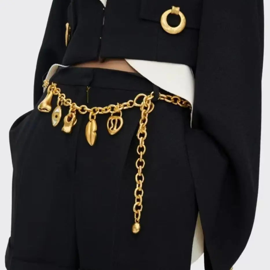Summer new high-quality copper gold-plated necklace, waist chain and bracelet sets