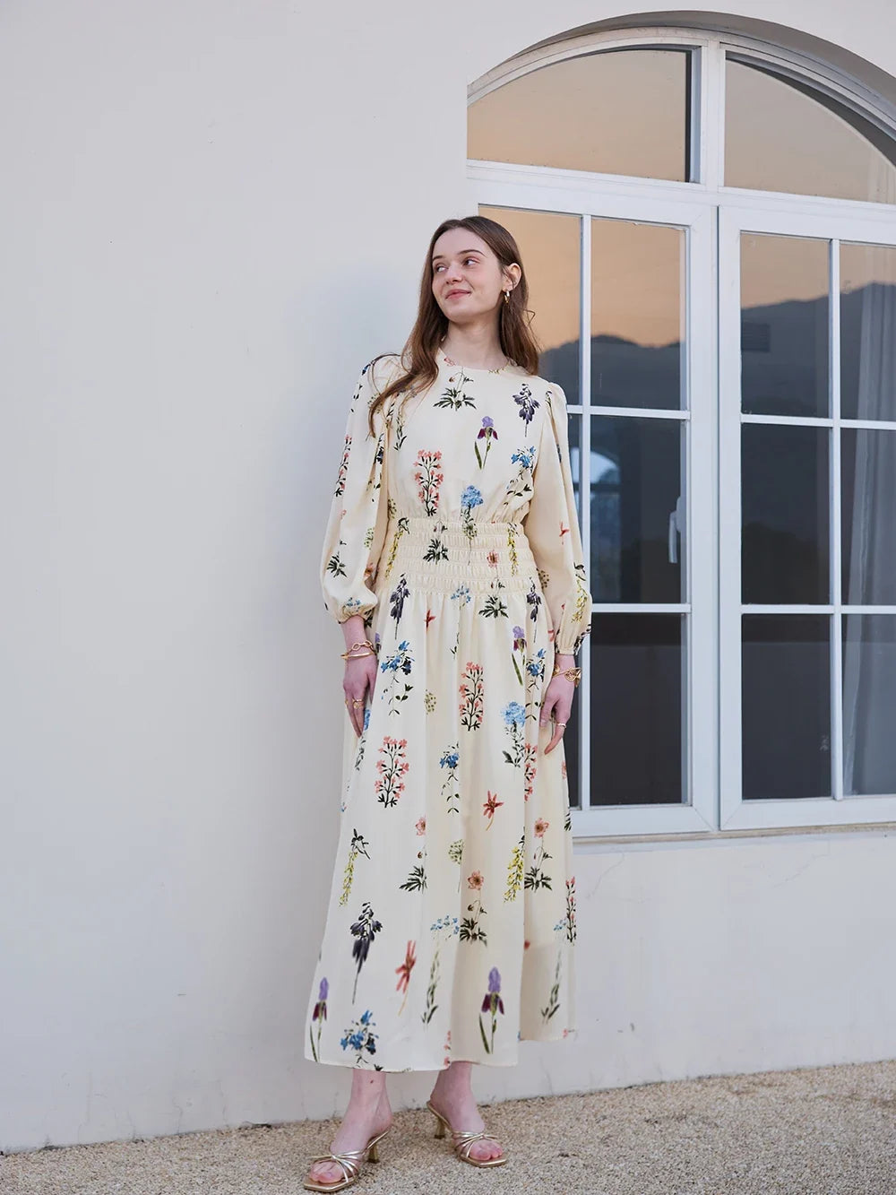 SS26 Women Smock Floral Dress Sweet Style
