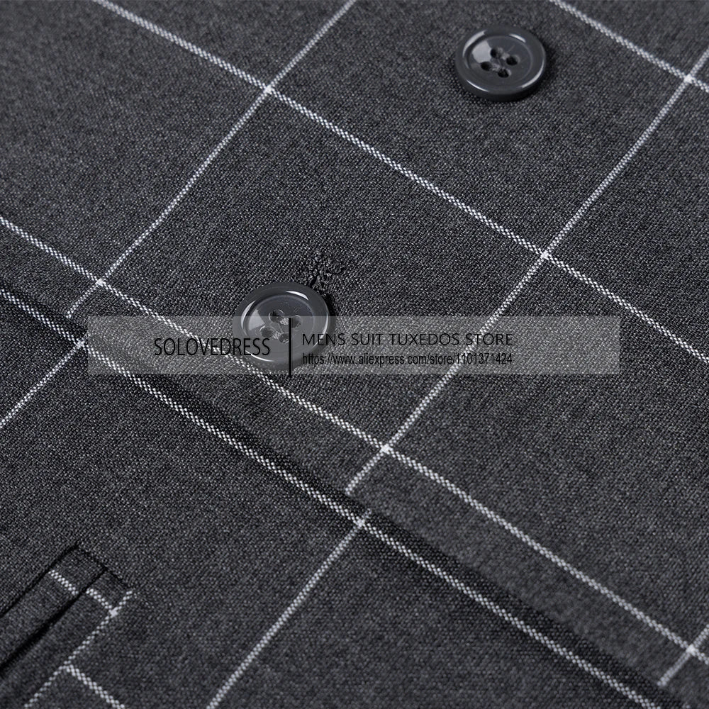 Men's Business Vest Boutique  Plaid Double-breasted Cotton Suit Vest Waistcoat For Wedding Formal Vest Groomsmen Wedding