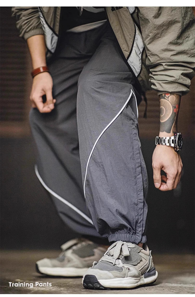 Men's autumn and winter casual sport suit, reflective quick-dry loose jacket and long pants, 100% nylon