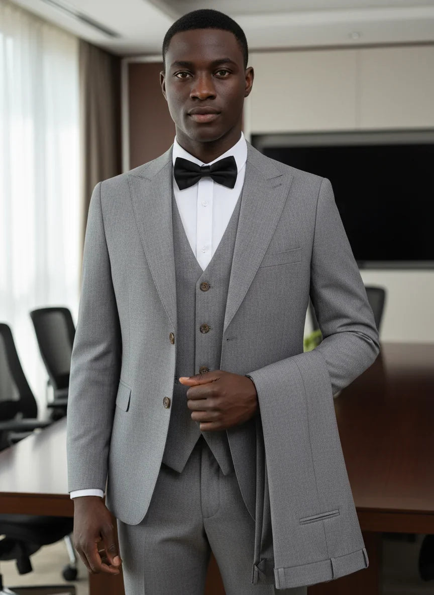 New 2 buttons on suit grey modern design mens office wear blazer coustime homme luxe Bead edge craftsmanship