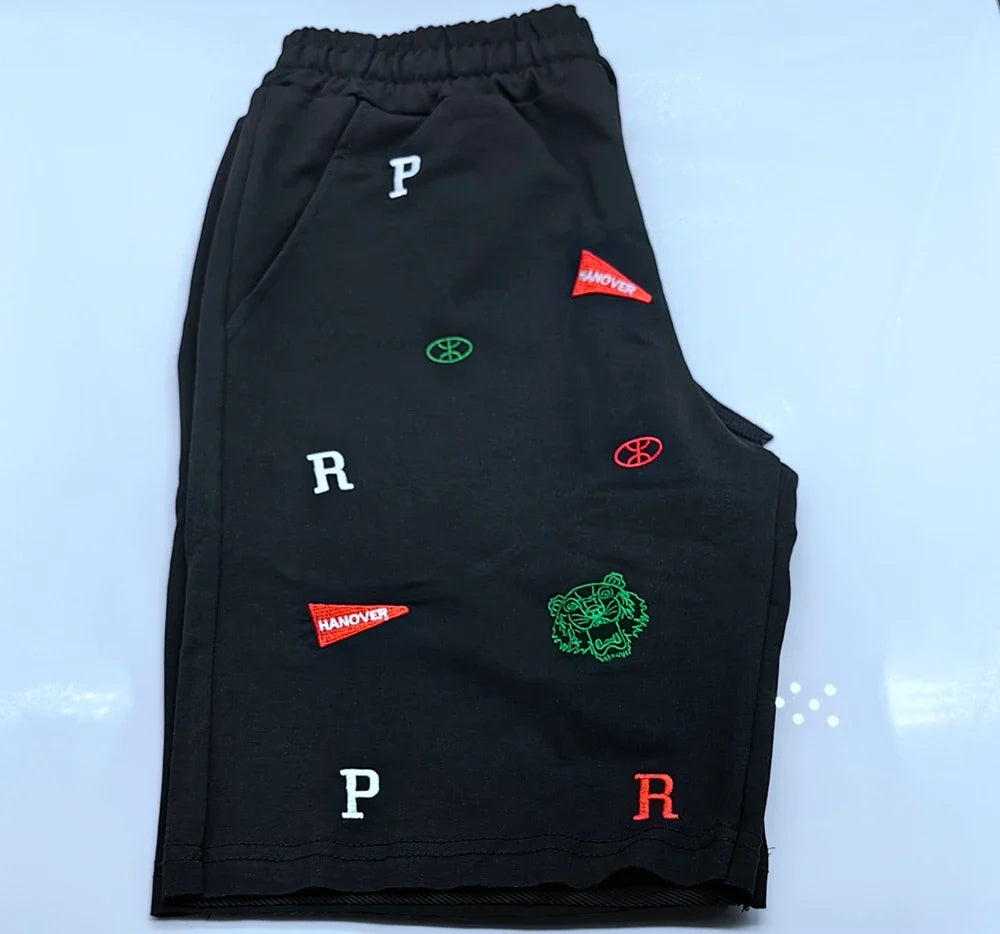 Mens Skinny Cotton Sporting Running Shorts Streetwear Bodybuilding Embroidered Fitness Short pants Jogger Gyms sport Shorts