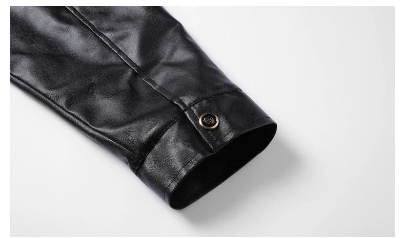 Men Leather Jacket Winter Fleece Lined Biker Jackets Fashion Motorcycle Jacket Faux Leather Coat Outwear Casual Streetwear