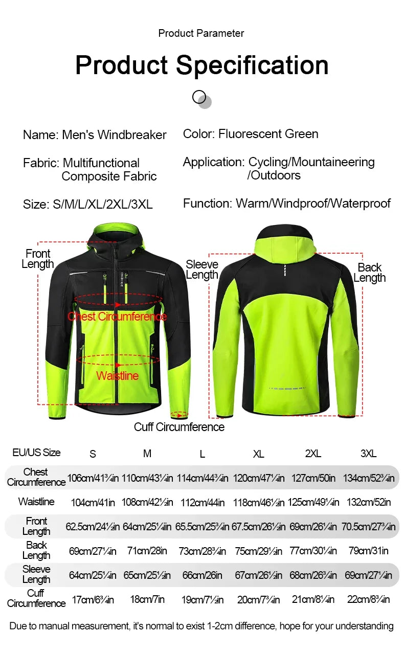 Winter Cycling Jackets Man Warm Thermal Windbreaker for Men Hooded MTB Bike Jackets for Riding Windproof Bicycle Clothing