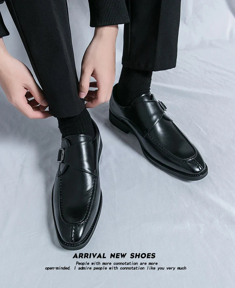 Men's business casual leather shoes cowhide retro round head British leather shoes men's leather big head men's shoes tide