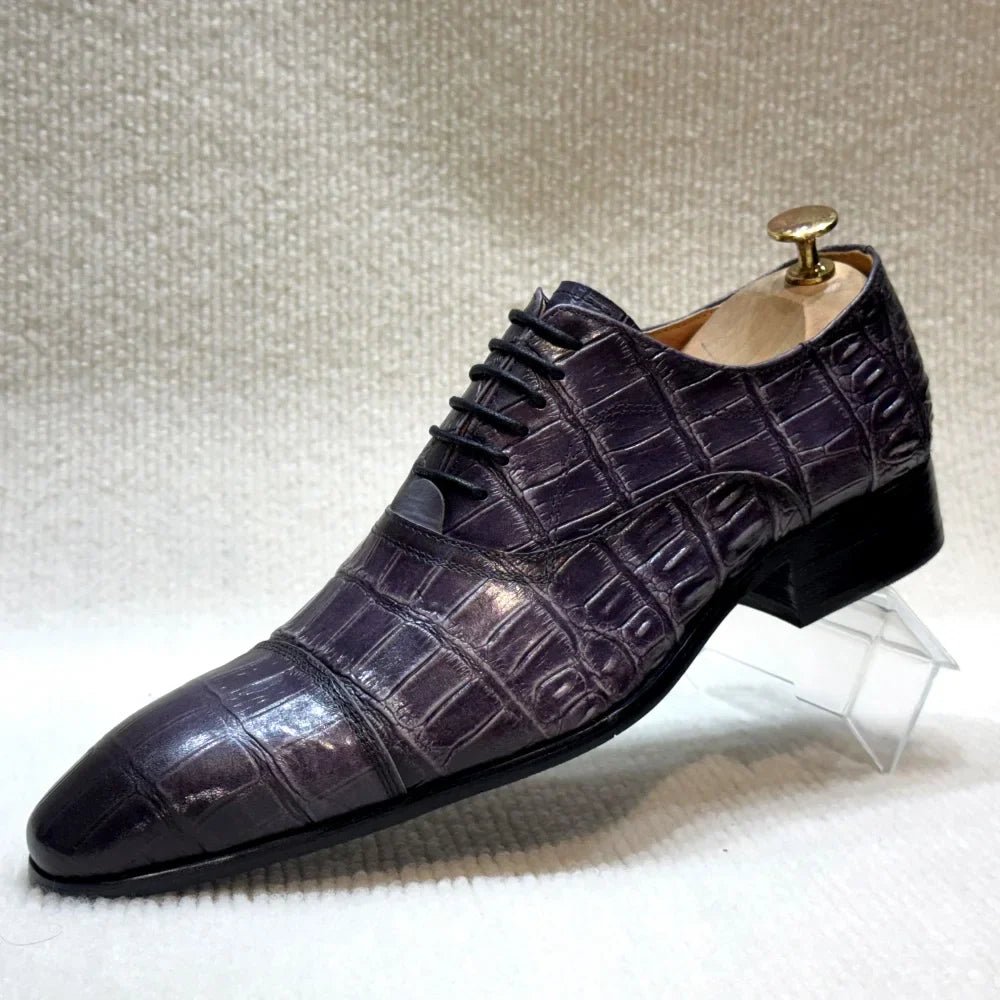 Men's Genuine Leather Oxford Dress Shoes Classic Wingtip Lace-Up Formal Shoes for Wedding Party Business Office