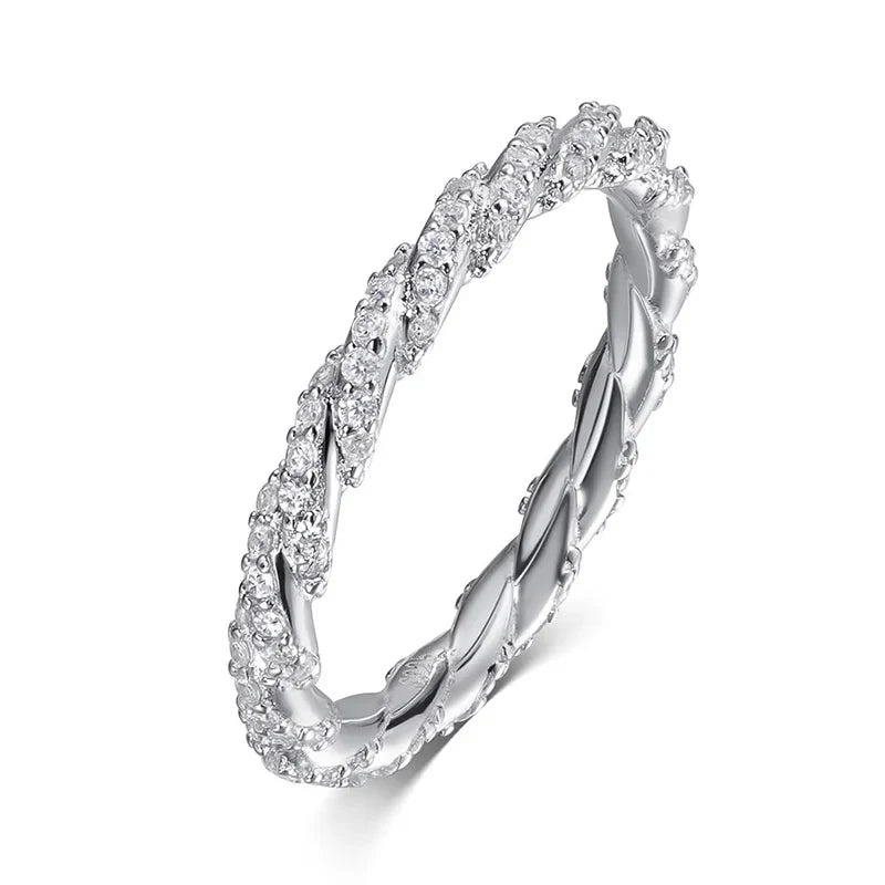 1mm All Real Moissanite Rings for Women Certified Full Diamond Bridal Jewelry 100% S925 Sterling Silver Wedding Bands GRA