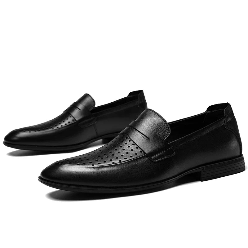 2024 New Luxury Brand Black Genuine Leather Gentleman Fashion Dress Shoes Men Business Loafers Men's Shoes Slip on Big Size 49