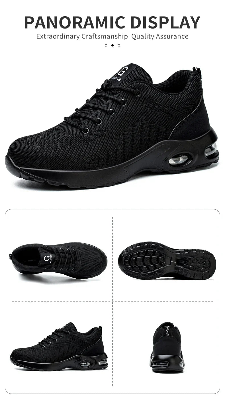 Air Cushion Work Safety Shoes For Men Women Breathable Work Sneakers Steel Toe Shoes Anti-puncture Safety Protective Shoe