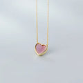 New Arrive 925 Sterling Silver Red Lovely Hearts Pendant Necklace for Women Gold Color Necklace Fine Jewelry Accessories