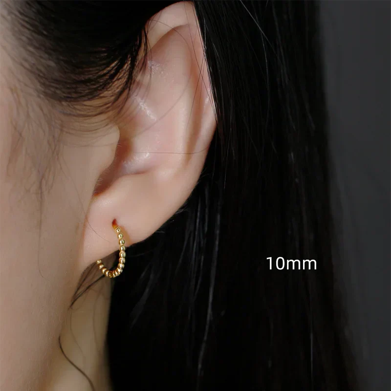 925 Sterling Silver Fashion Minimalist Beads Huggies Hoop Earrings for Women Trend Charm Ear Buckle Bohemian Jewelry Gift
