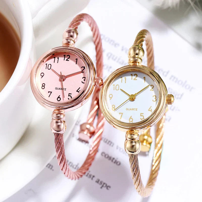 Women Watches Small Gold Bangle Bracelet Watch Stainless Steel Retro Ladies Quartz Wristwatch Clock Fashion Dress Watch