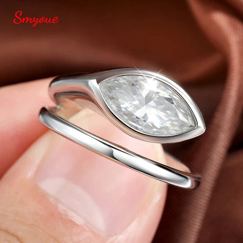 0.5-2CT Marquise Cut Moissanite Rings for Women Lab Diamond Solitaire Wedding Band Girls 925 Sterling Silver Jewelry Fine