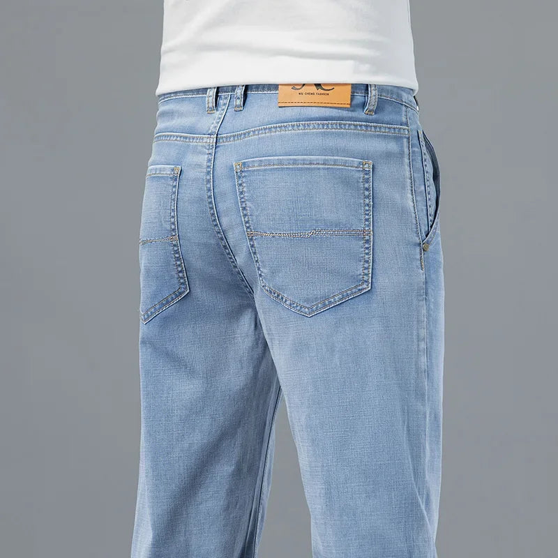 2026 New in Lyocell Fabric Summer Ultra-thin Men's Jeans Soft Drape Loose Straight Casual Denim Pants Street Wide Leg Trousers