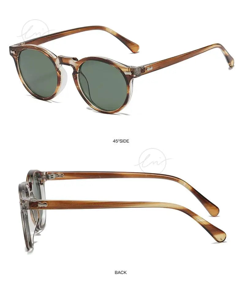 Retro Round Polarized Sunglasses Women Men Classic Leopard Frame Driving Shades Vintage Sun Glasses Unisex UV400 Gafas De Sol