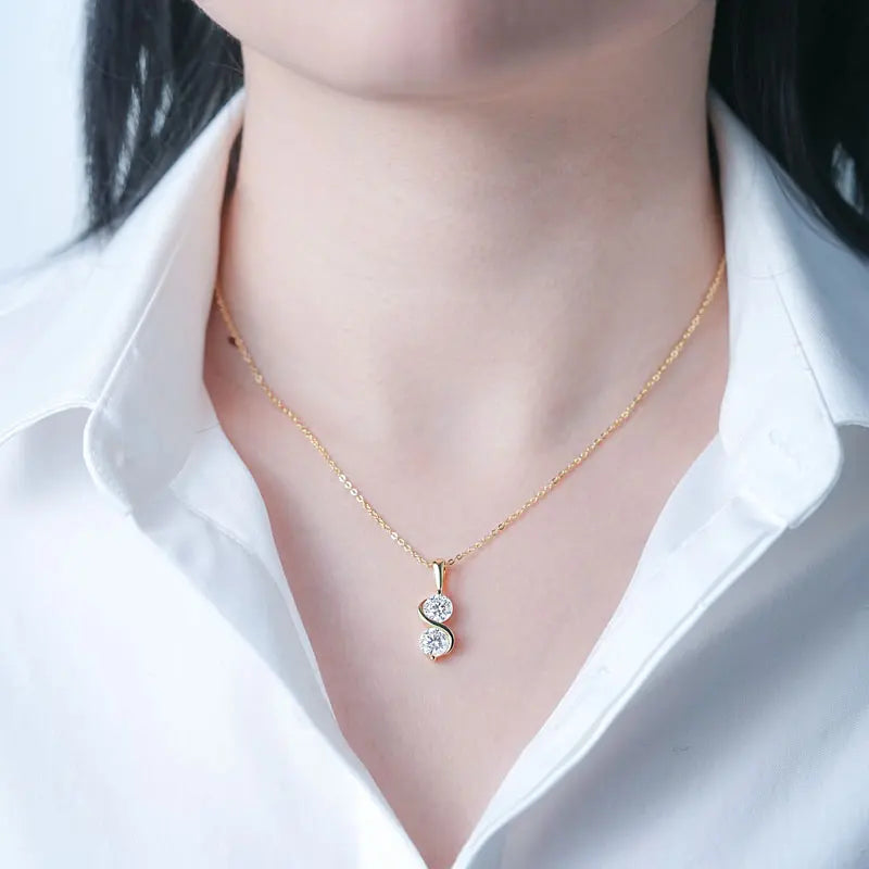 GRA Certified Moissanite Twisted Bowknot Pendant Necklaces for Women S925 Sterling Silver Jewelry Chains Wedding Gifs