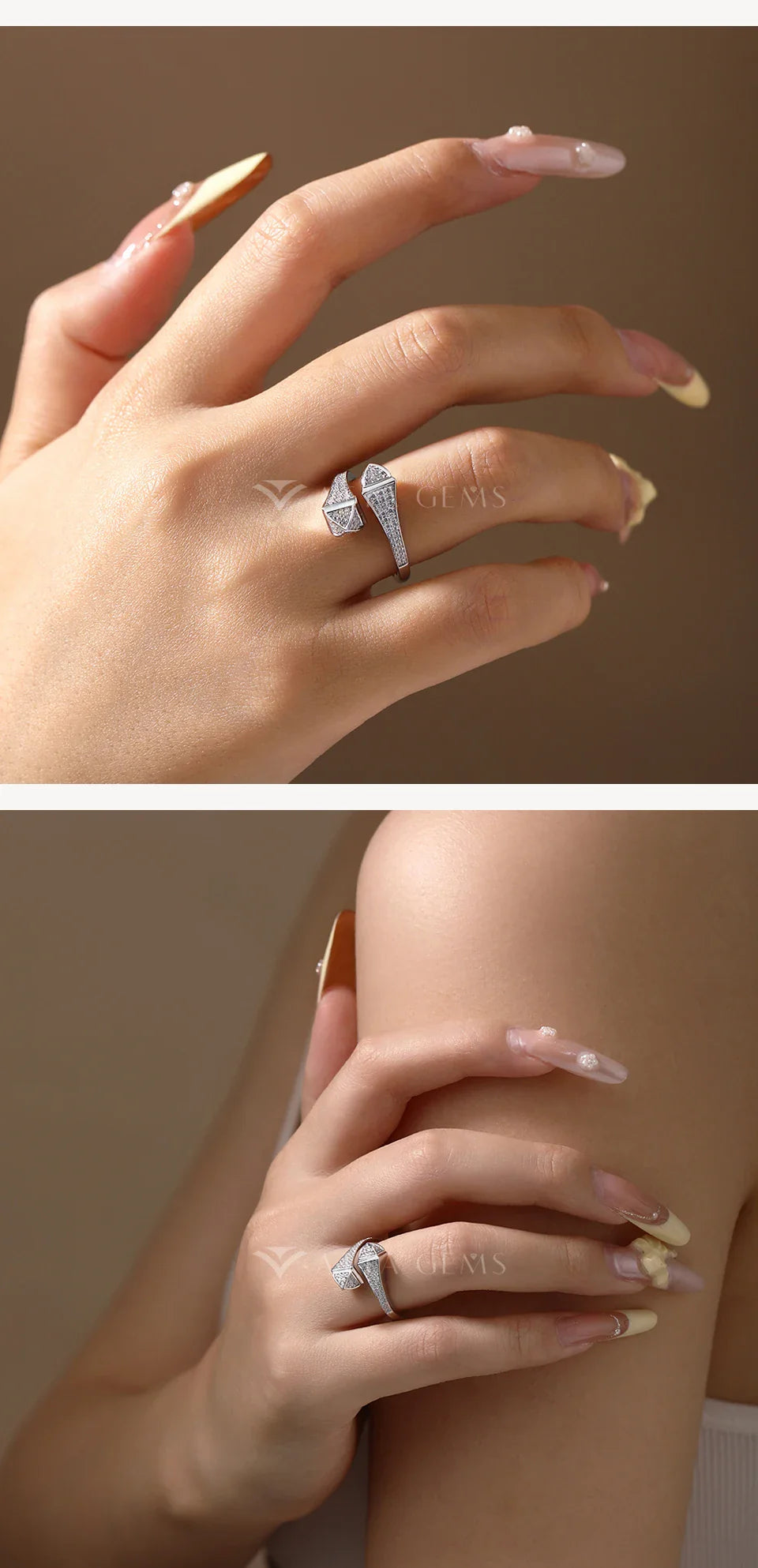 Double Snake S925 Silver Moissanite Rings Women Men Lab Diamond Adjustable Ring 18KGold Plated Luxury Jewelry for Party