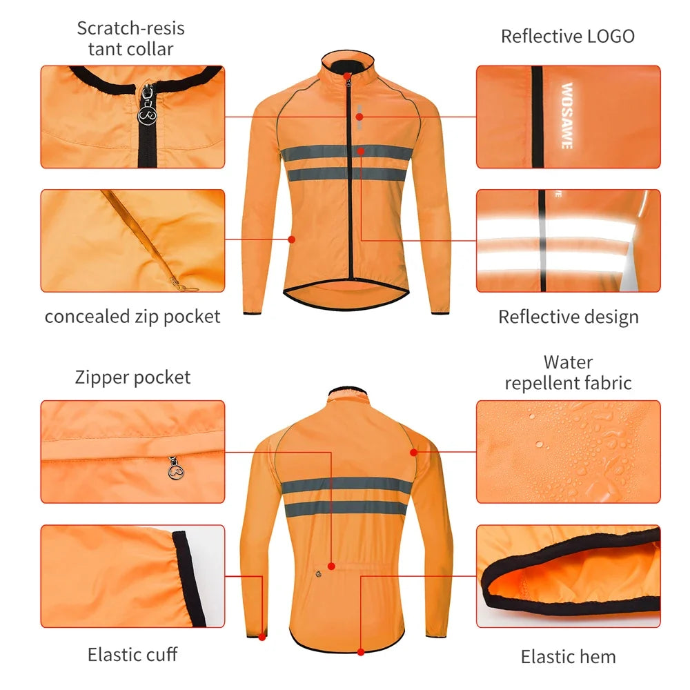 Men Cycling Windbreaker MTB Bicycle Long Sleeve Coat Water Resistant Outdoor Sport Jersey Bike Jacket Cycling Clothing