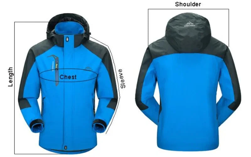 Outdoor Jacket Pants Sets Men Fleece Thermal Waterproof Windproof Hooded Jackets Hiking Military Trip Mountain Camping Clothes