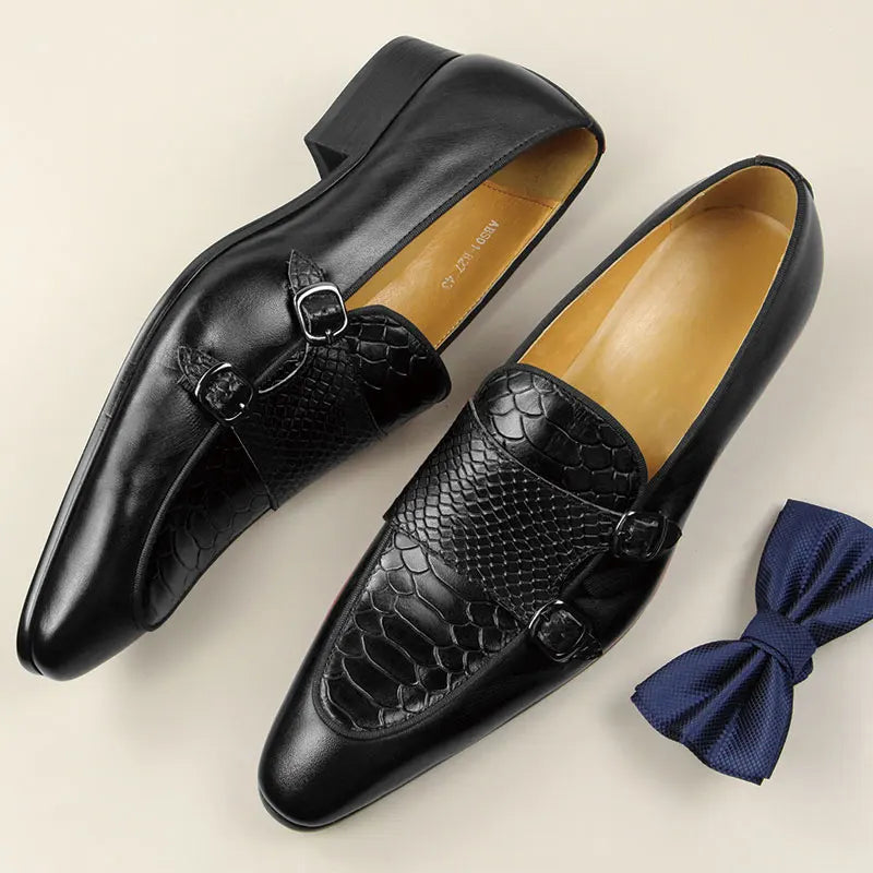 New Summer Pointed Toe Crocodile Print Loafers Leather Shoes for Men's Classic Casual Fashion Wedding Luxury Leather Shoes Gift