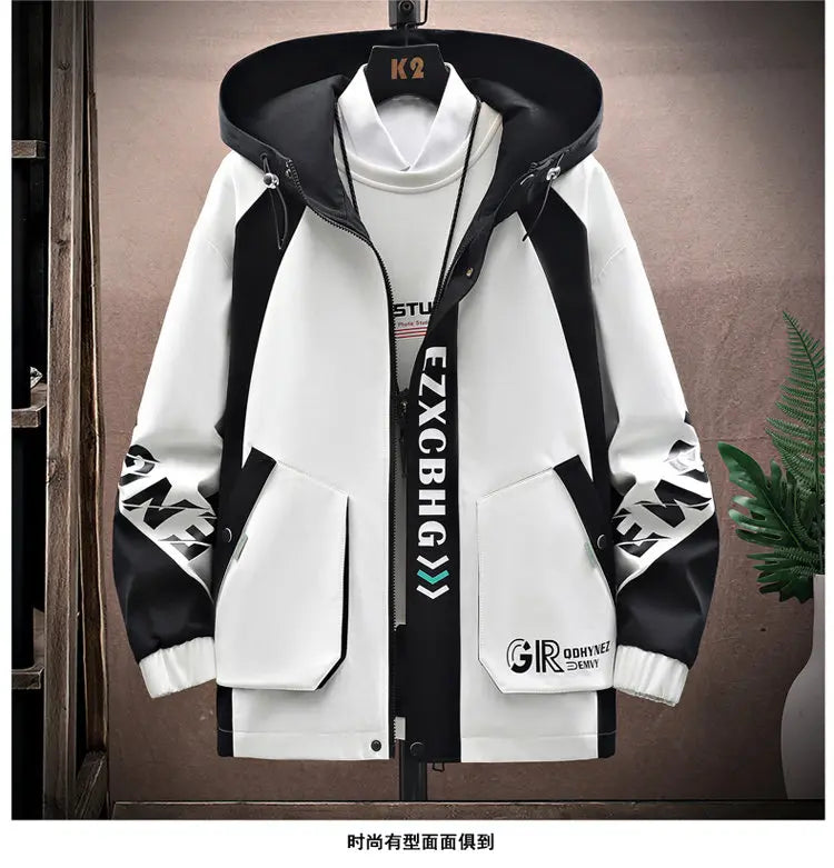 Spring Autumn Casual Men Sets Jacket + Pants Two Pieces Fashion Korean Trend Hooded Baseball Uniform Suit Man Outfit
