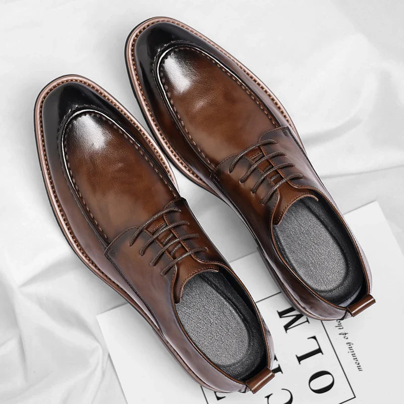 High Quality Male Oxford Shoes Leather Mens Casual Shoes Pointed Thick Bottom Business Brand Footwear Soft Comfortable Loafers