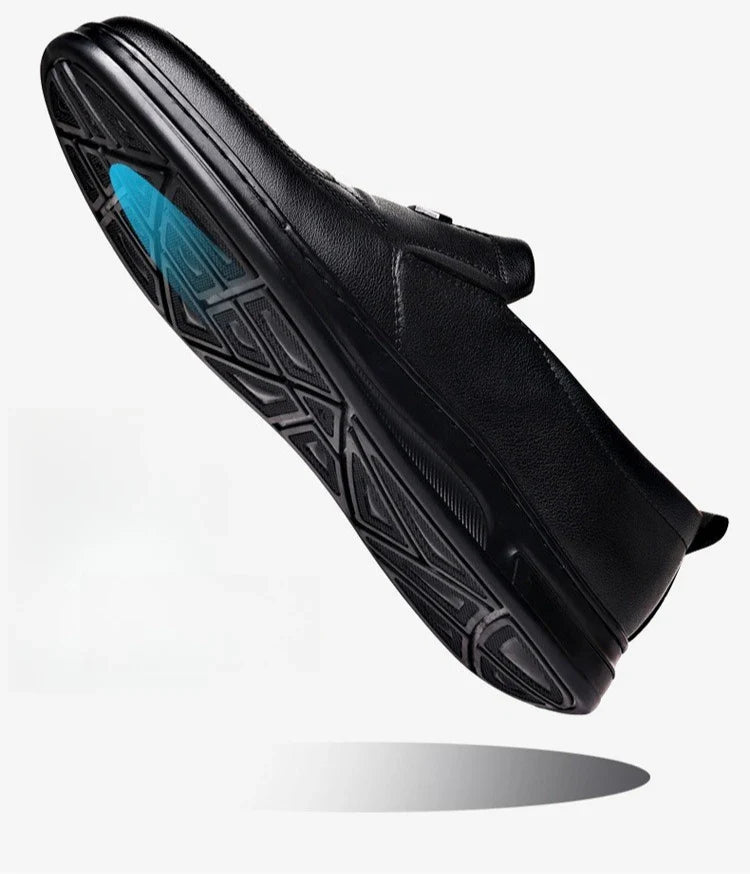 Men's Leather Business Loafers Spring Autumn Black Slip-On Shoes Male Breathable Soft Sole Comfortable Casual Driving Shoes Man