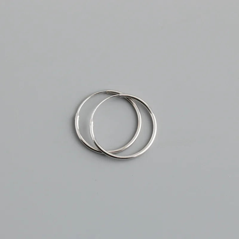 Genuine 925 Sterling Silver Fashion Korean Simple Hoop Earrings for Women Men Charming Chic Party Jewelry Accessories