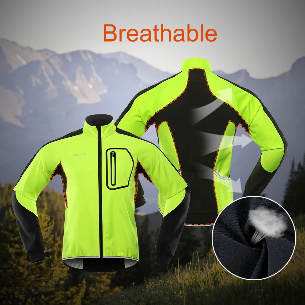 Winter Men's Cycling Jacket Bicycle Softshell Fleece Thermal Motorcycle Windbreaker Raincoats Bike Outdoor Sport BG011