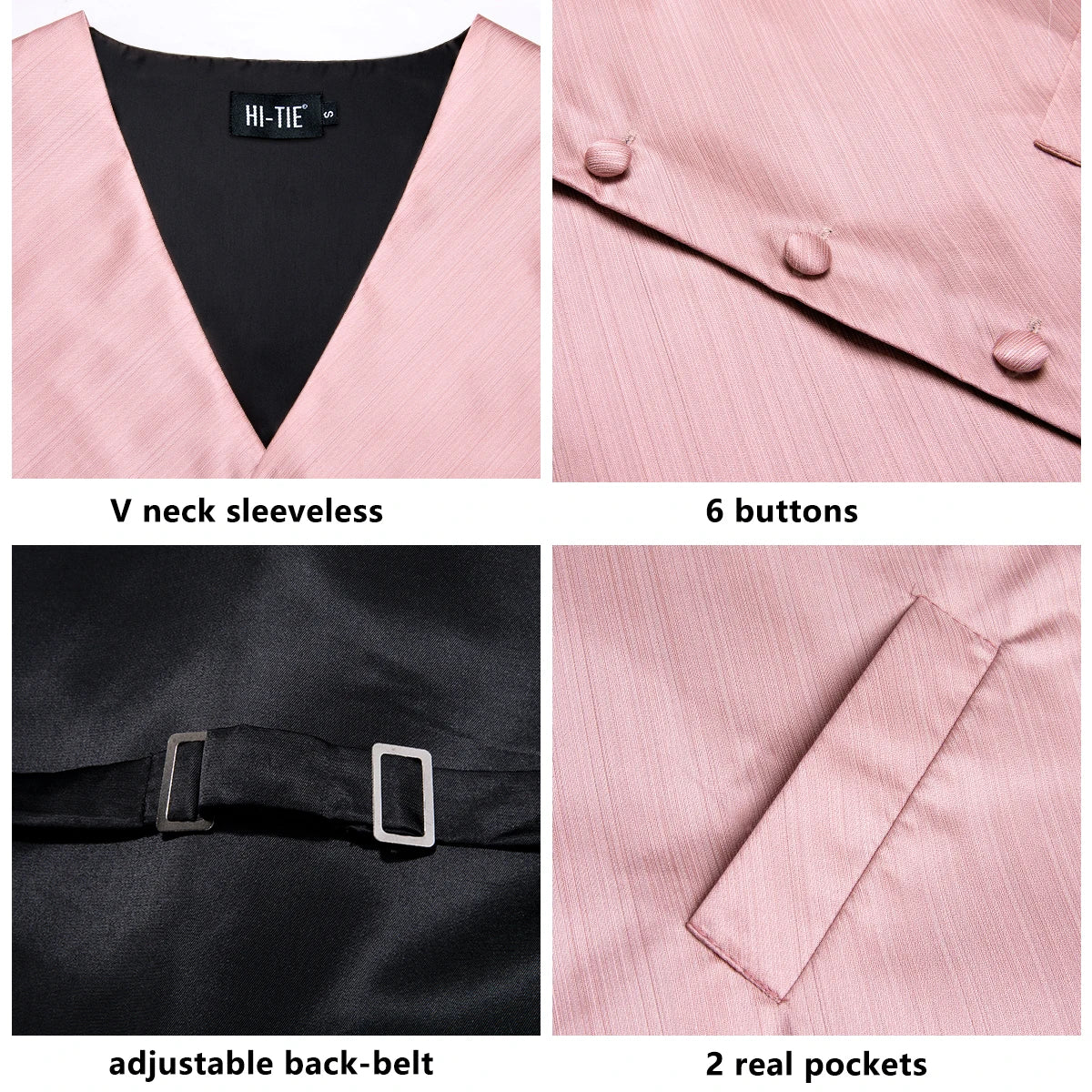 Dark Purple Men Vest Elegant Silk Paisley Jacquard Waistcoat Jacket NeckTie Hanky Cufflinks for Men Business Party Hi-Tie