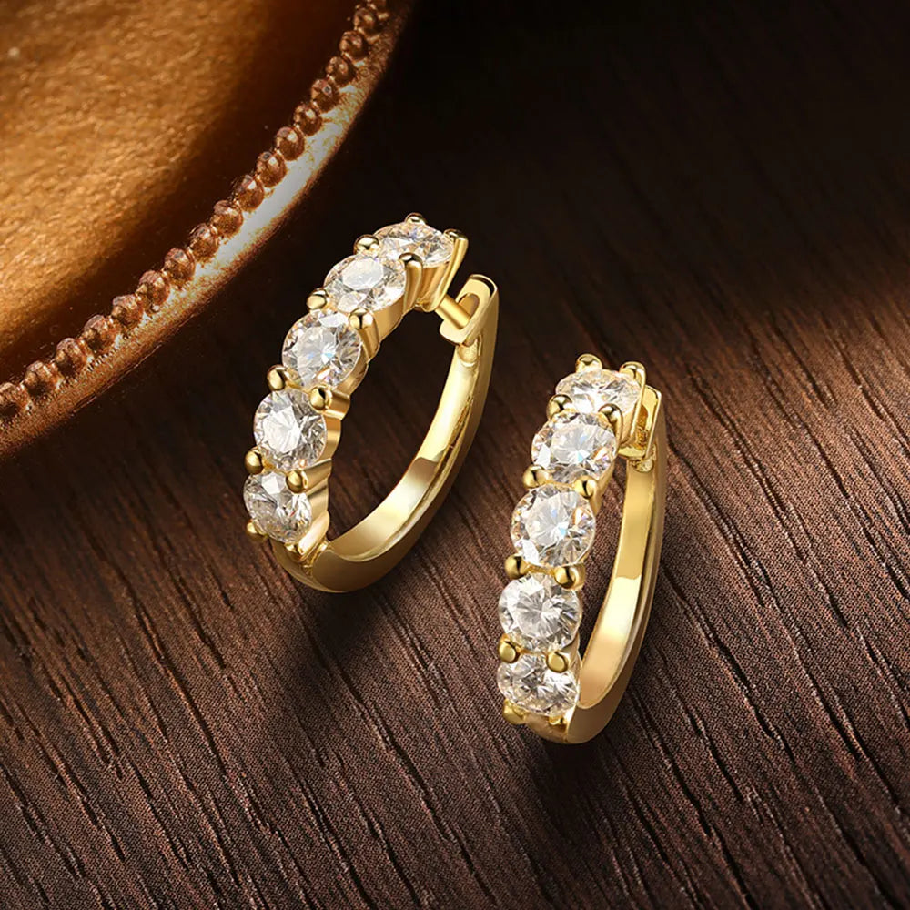 D Color Moissanite Loop Earring 925 Sterling Sliver Plated with 18k White Gold Earring for Women Sparkling Fine Jewelry